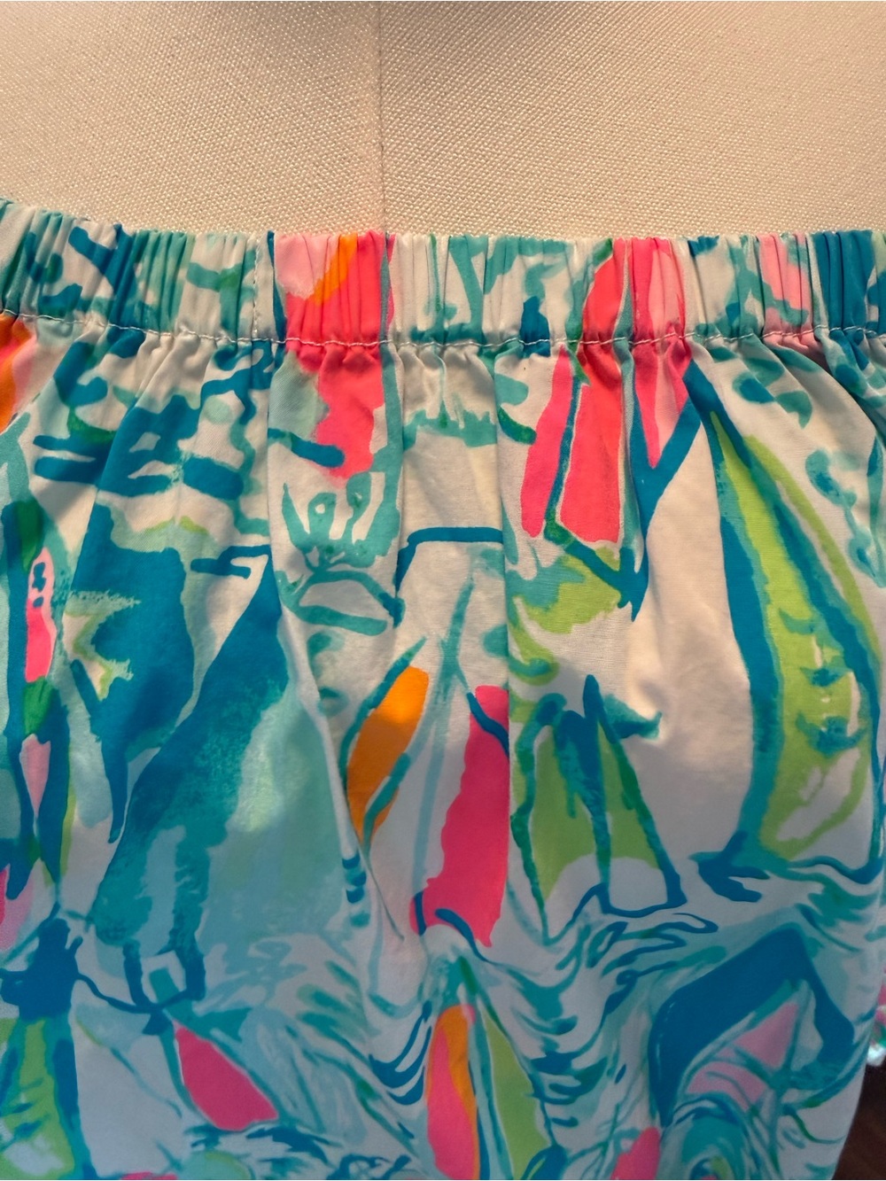 Lilly Pulitzer Off-Shoulder Mini Dress — Teal, Pink, Orange - Picture 4 of 8